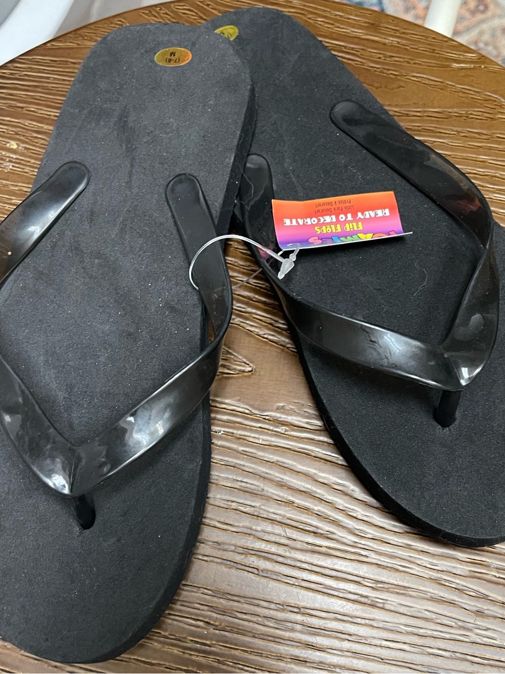 Black Foam Flip Flop Sandals with Clear Straps